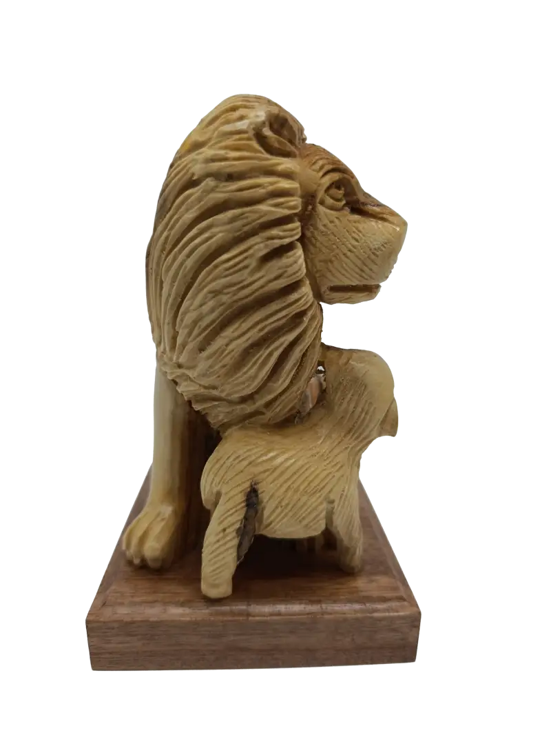 Lion and the lamb hand carved olive wood sculpture from bethlehem holy land - figures