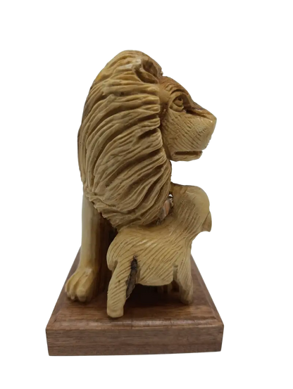 Lion and the lamb hand carved olive wood sculpture from bethlehem holy land - figures