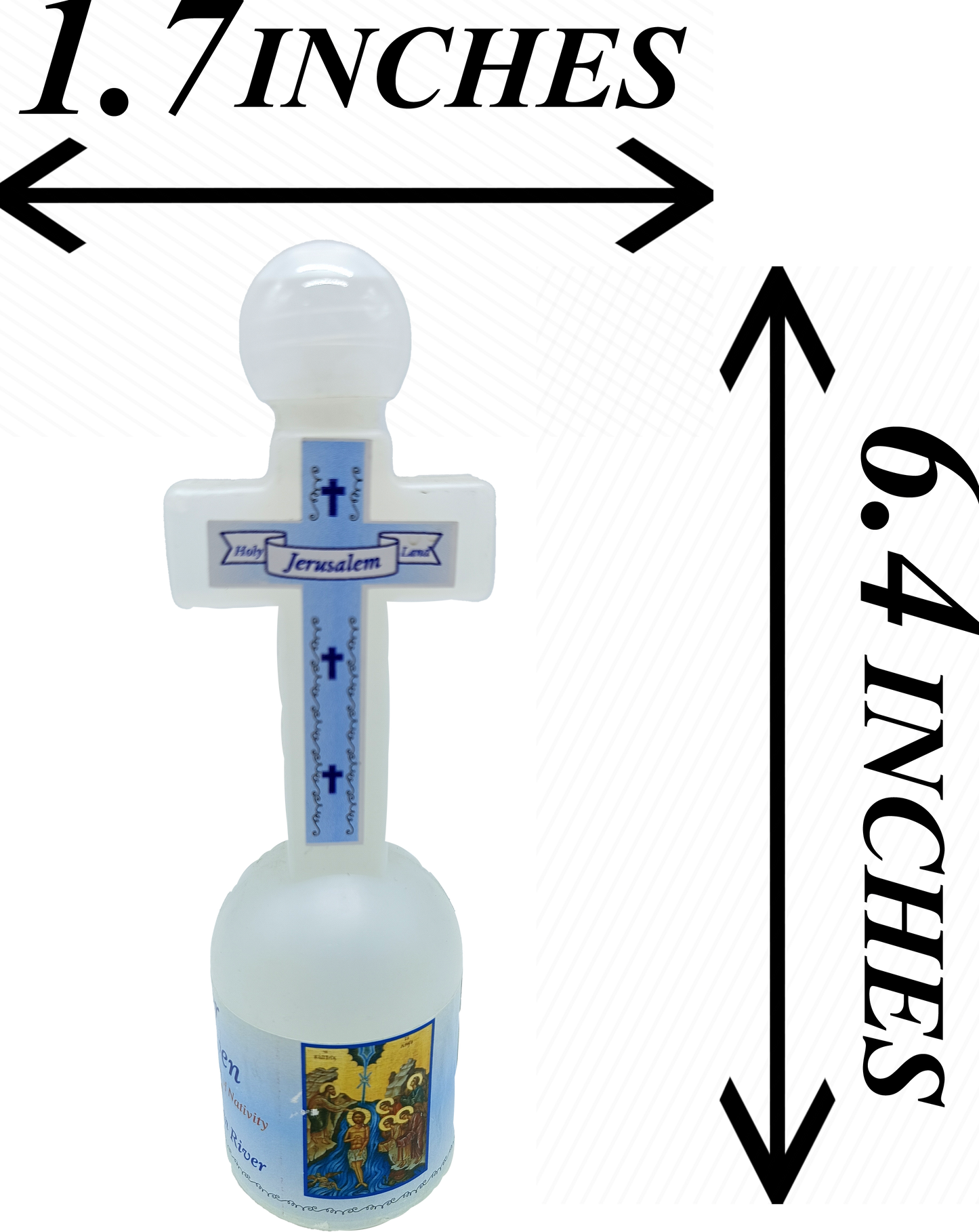 Cross-Shaped Holy Water Bottle from Jordan River – 5.3" Tall | 152g | Holy Land Souvenir with Jerusalem Label