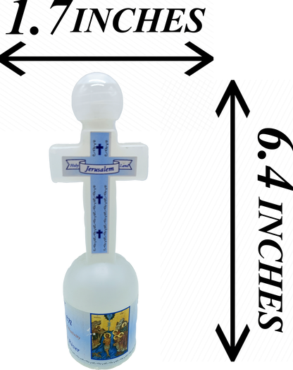 Cross-Shaped Holy Water Bottle from Jordan River – 5.3" Tall | 152g | Holy Land Souvenir with Jerusalem Label