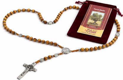Olive Wood Rosary with Metal Crucifix & Medals | Classic Prayer Rosary