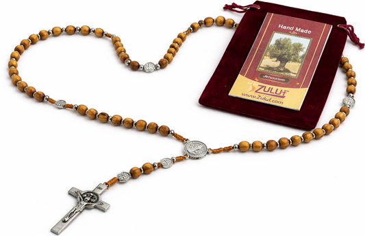 Olive Wood Rosary with Metal Crucifix & Medals | Classic Prayer Rosary