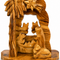 Authentic Mini Nativity Set, Hand Carved Palm Tree Olive Wood Scene from Bethlehem, 3.9 inch