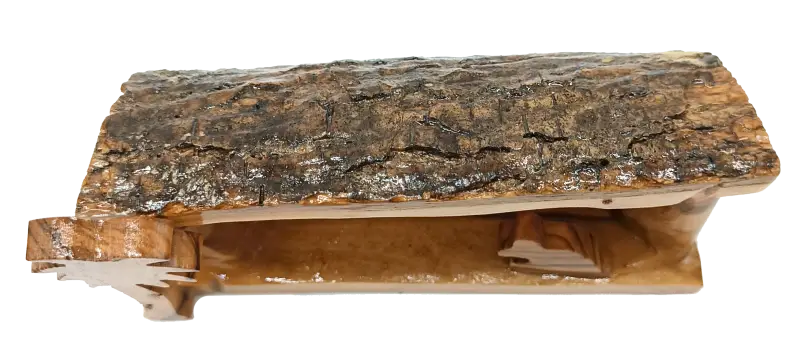 Mini olive wood bark nativity scene from bethlehem – hand carved holy family set nativities