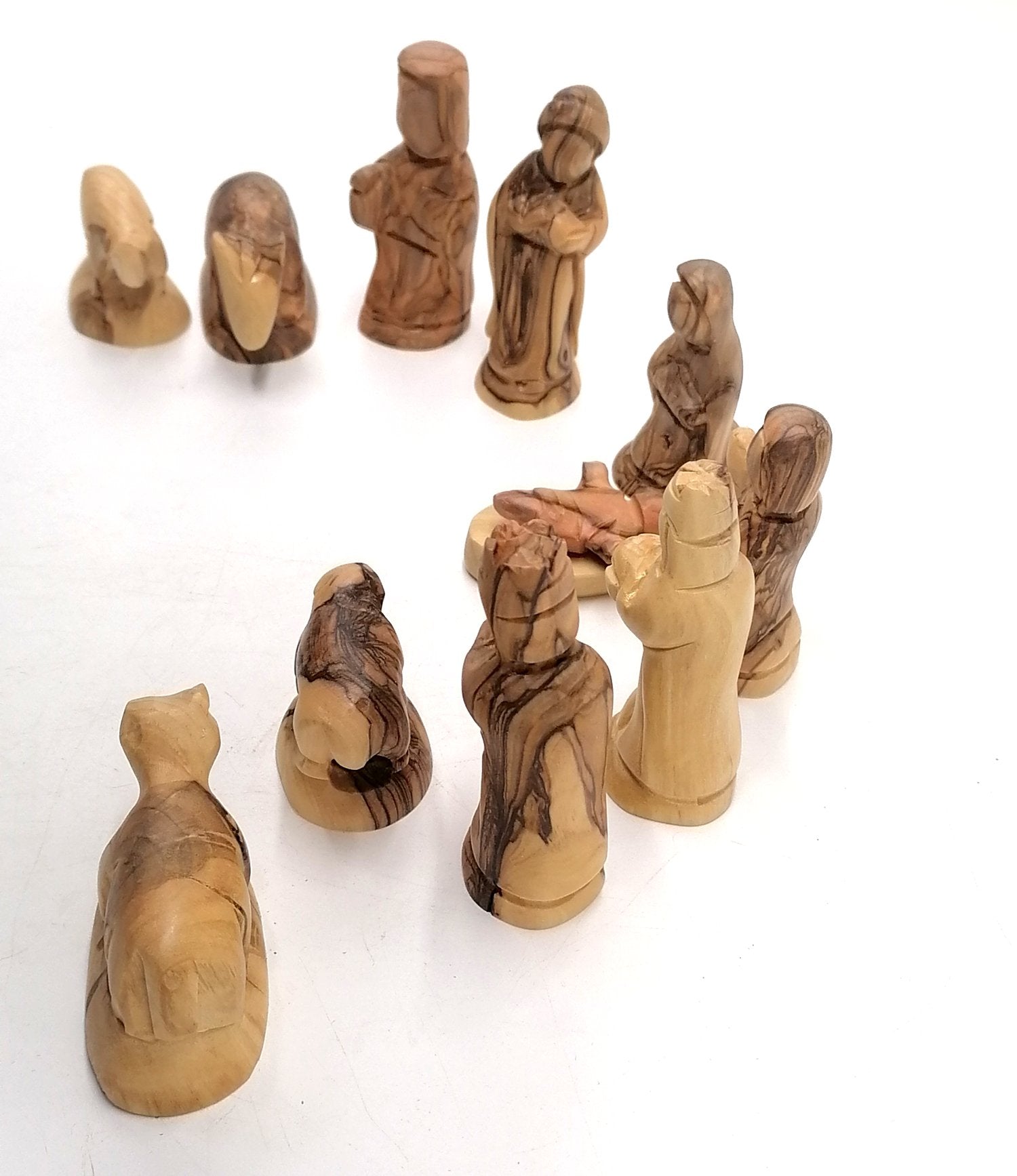 Mini Olive Wood Nativity Set – Handcrafted in Bethlehem, Holy Land | 3.3" Christian Decor & Unique Gift - Zuluf