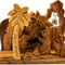 Handcrafted Miniature Nativity Set, Olive Wood Nativity Figures with Brass Bell from Bethlehem, 3.9 inch