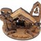 Miniature Olive Wood Nativity Scene with Bell Tower – Laser Engraved Bethlehem Souvenir with Gift Box