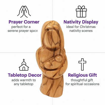 Bethlehem olive wood angel figurine displayed as a meaningful religious gift or faith-inspired home décor piece.