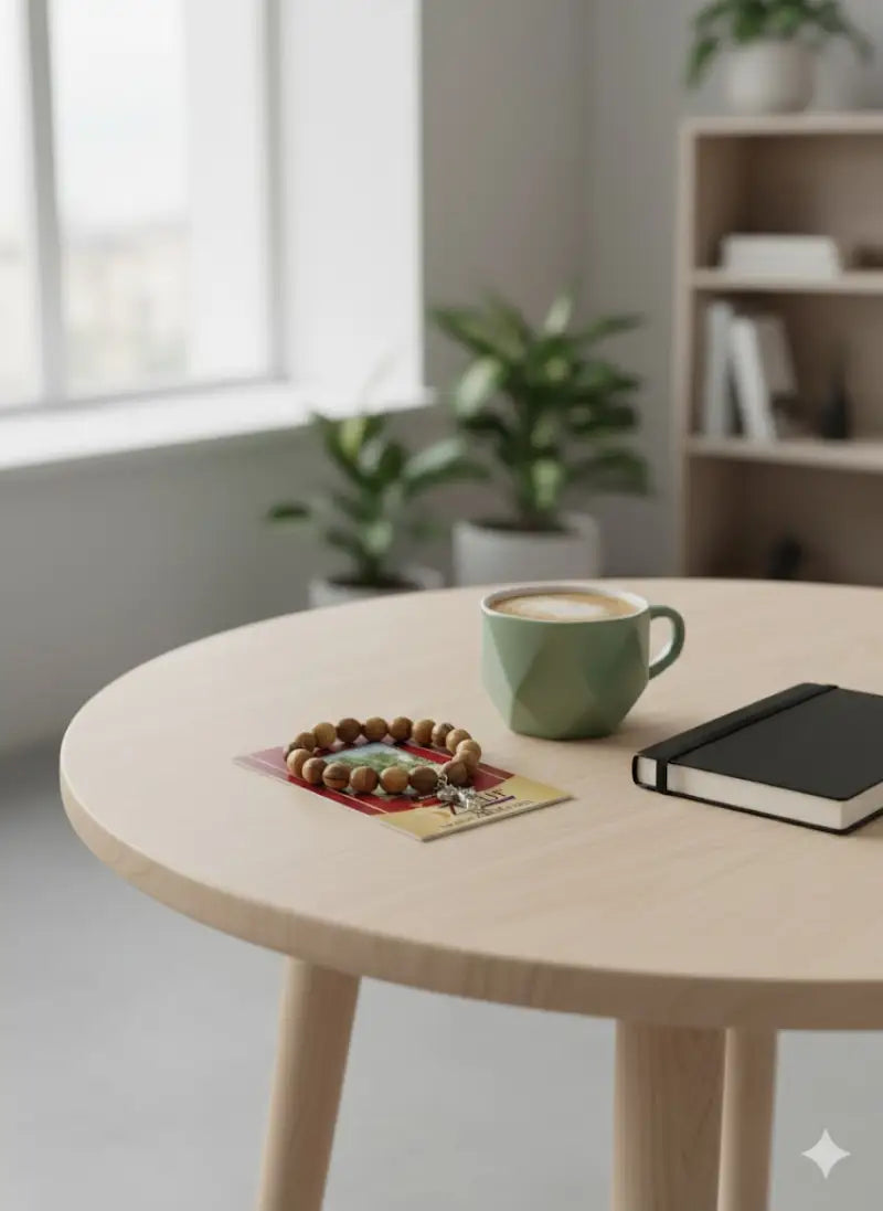 Olive wood bracelet with metallic cross handmade jewelry