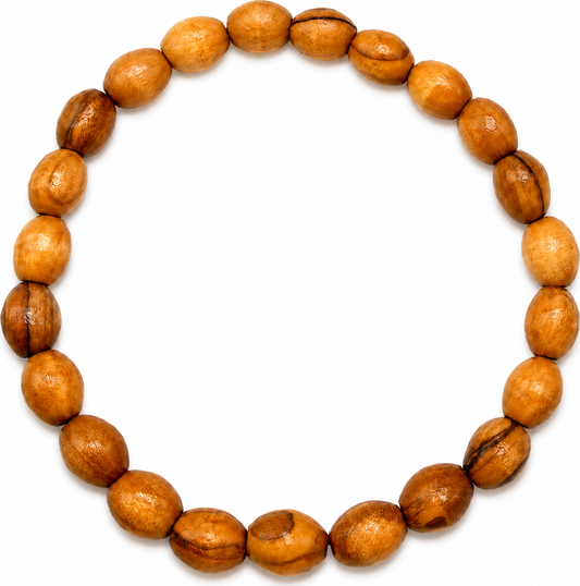 Olive Wood Oval Bead Bracelet - Main