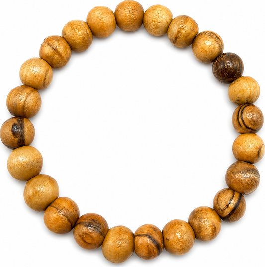 Olive Wood Round Bead Bracelet - Main