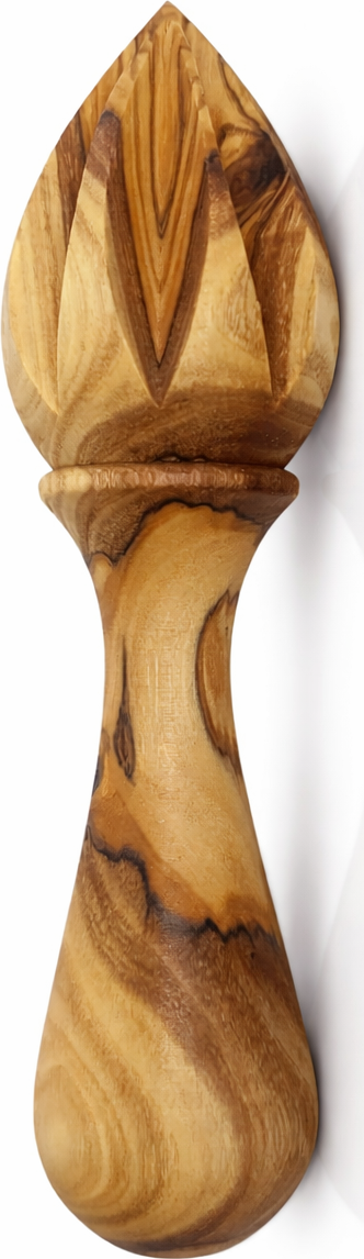 Handmade olive wood citrus reamer from Bethlehem in hand size from Bethlehem Holy Land