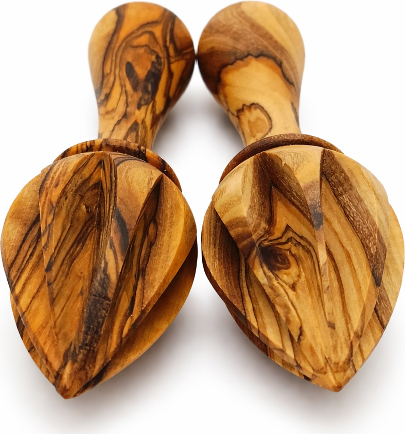Handmade olive wood citrus reamer from Bethlehem in hand size from Bethlehem Holy Land
