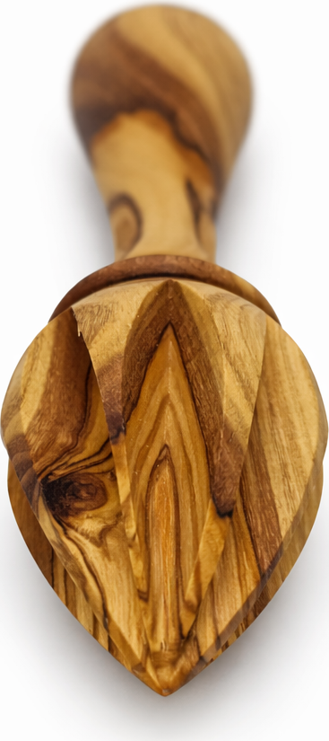 Handmade olive wood citrus reamer from Bethlehem side angle from Bethlehem Holy Land