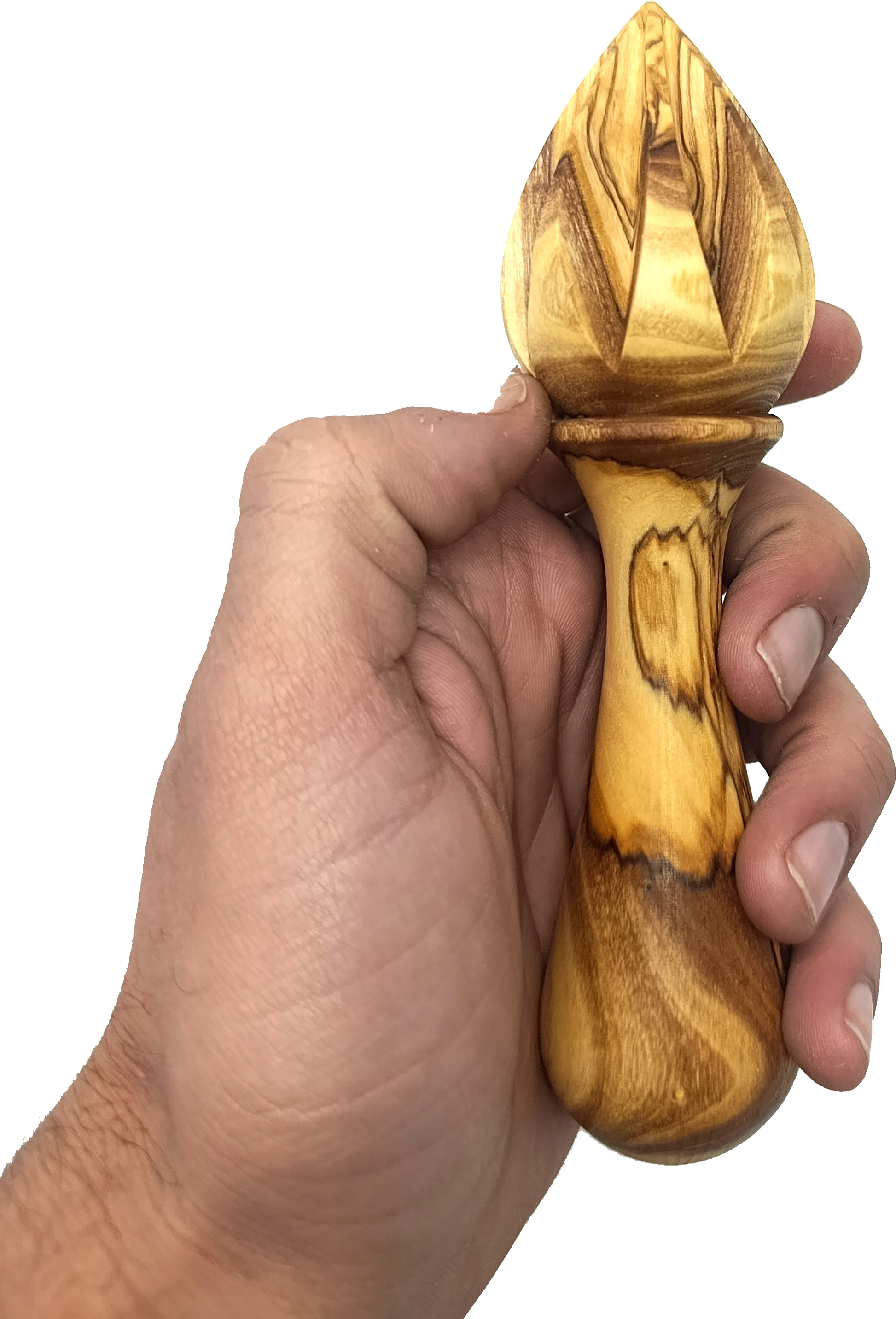 Handmade olive wood citrus reamer from Bethlehem top view from Bethlehem Holy Land