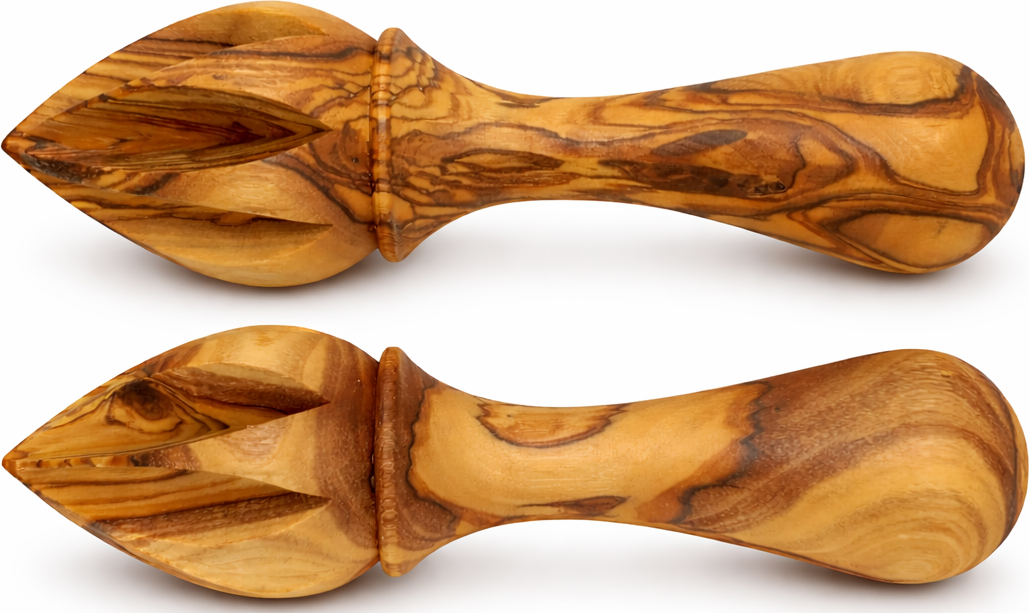 Handmade olive wood citrus reamer from Bethlehem top view from Bethlehem Holy Land