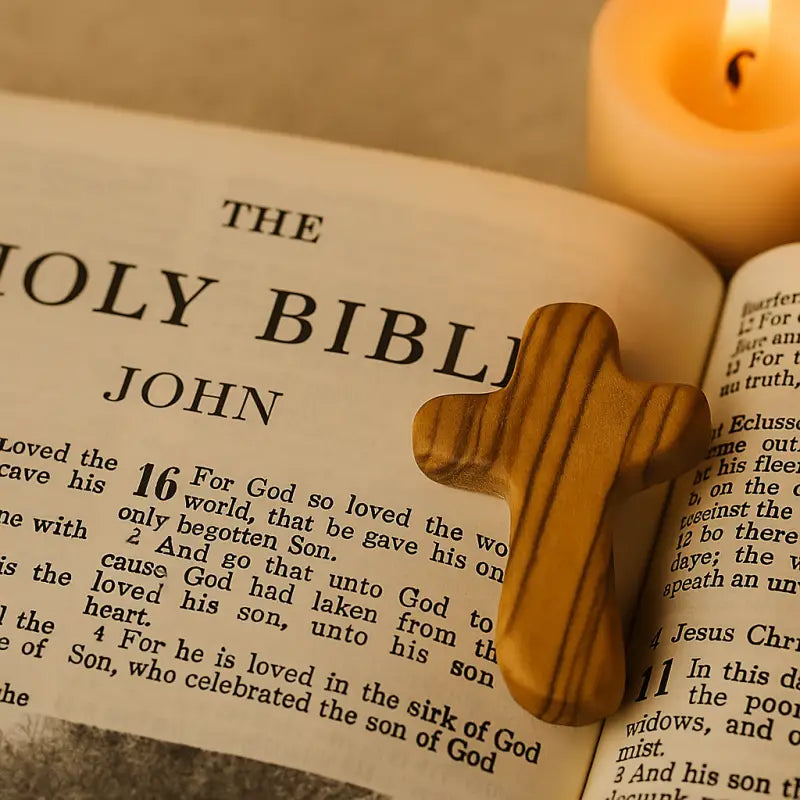 Olive wood comfort cross from bethlehem with gift bags - crosses