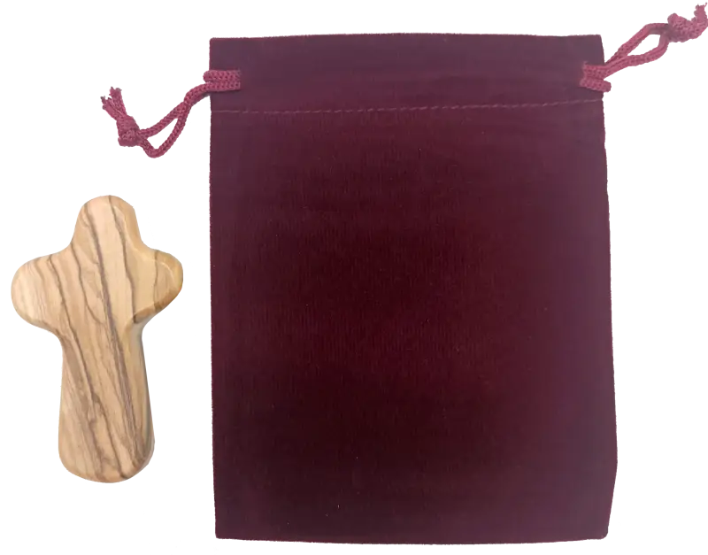 Olive wood comfort cross from bethlehem with gift bags - crosses