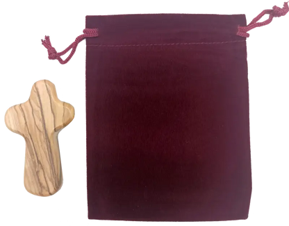 Olive wood comfort cross from bethlehem with gift bags - crosses