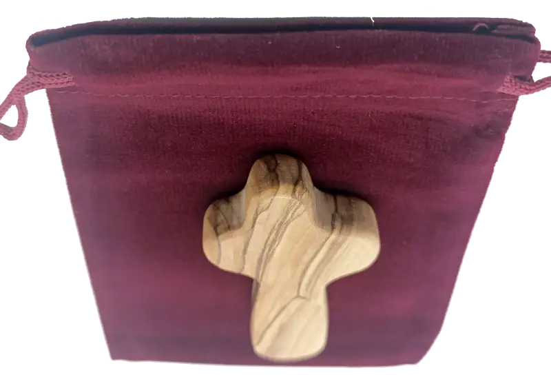 Olive wood comfort cross from bethlehem with gift bags - crosses