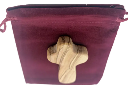 Olive wood comfort cross from bethlehem with gift bags - crosses
