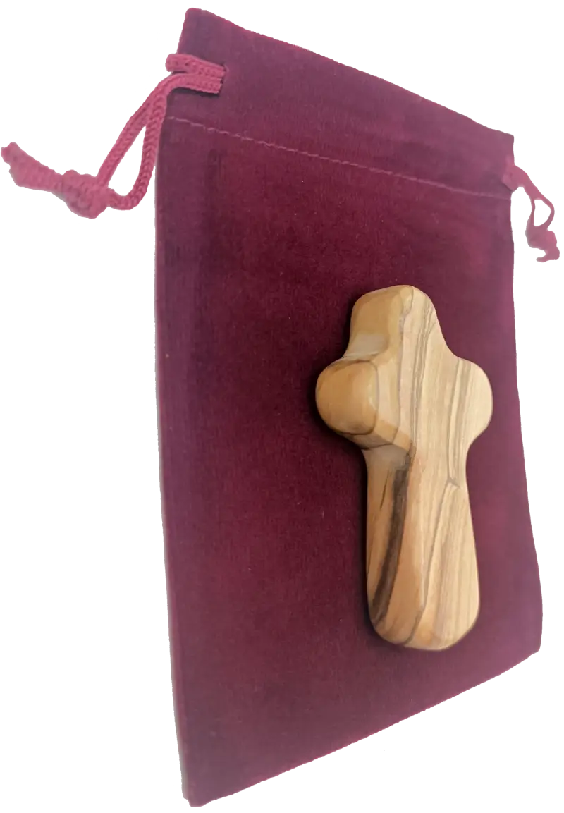 Olive wood comfort cross from bethlehem with gift bags - crosses