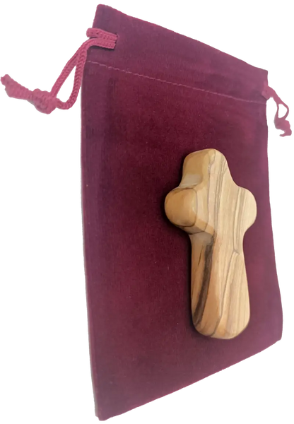 Olive wood comfort cross from bethlehem with gift bags - crosses