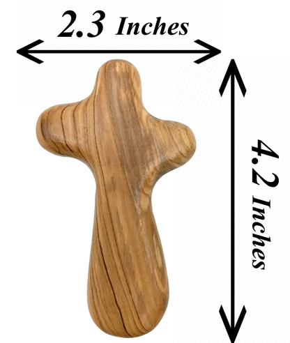 Olive wood comfort cross from bethlehem with gift bags - crosses