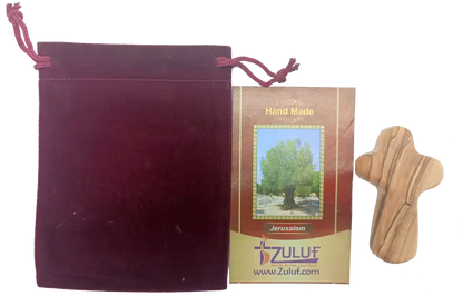 Olive wood comfort cross from bethlehem with gift bags - crosses