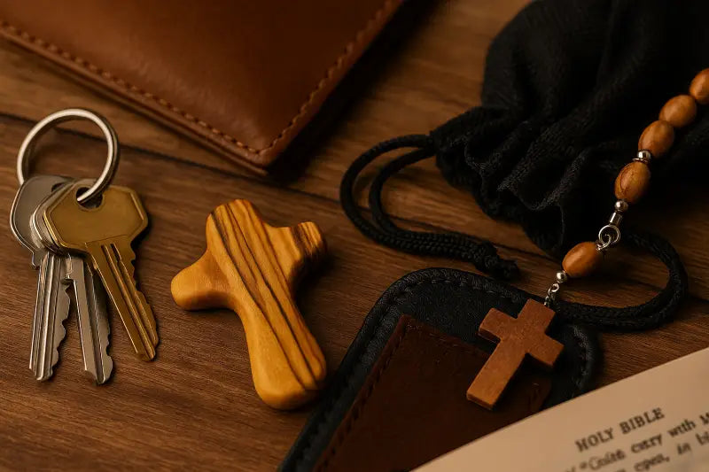 Olive wood comfort cross from bethlehem with gift bags - crosses