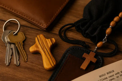 Olive wood comfort cross from bethlehem with gift bags - crosses