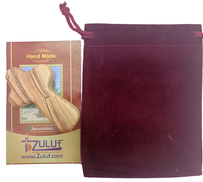 Olive wood comfort cross from bethlehem with gift bags - crosses