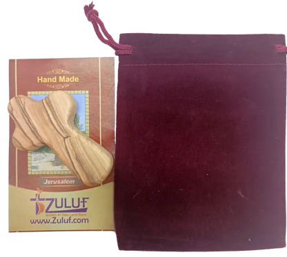 Olive wood comfort cross from bethlehem with gift bags - crosses