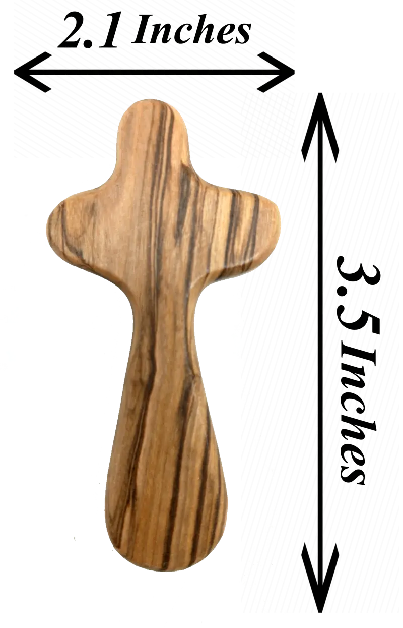 Olive wood comfort cross from bethlehem with gift bags - crosses