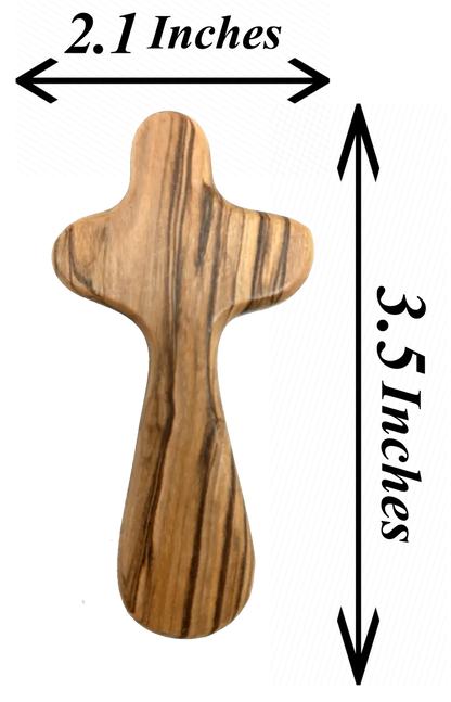 Olive wood comfort cross from bethlehem with gift bags - crosses