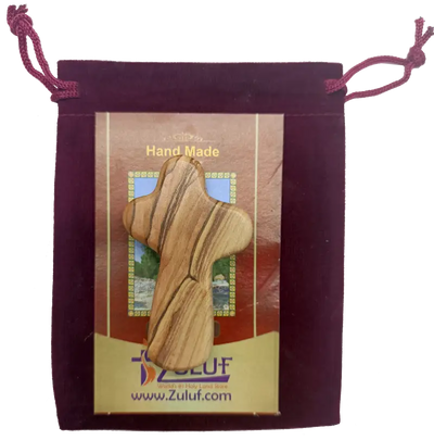 Olive wood comfort cross from bethlehem with gift bags - crosses