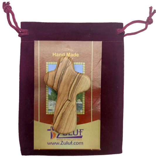 Olive wood comfort cross from bethlehem with gift bags - crosses