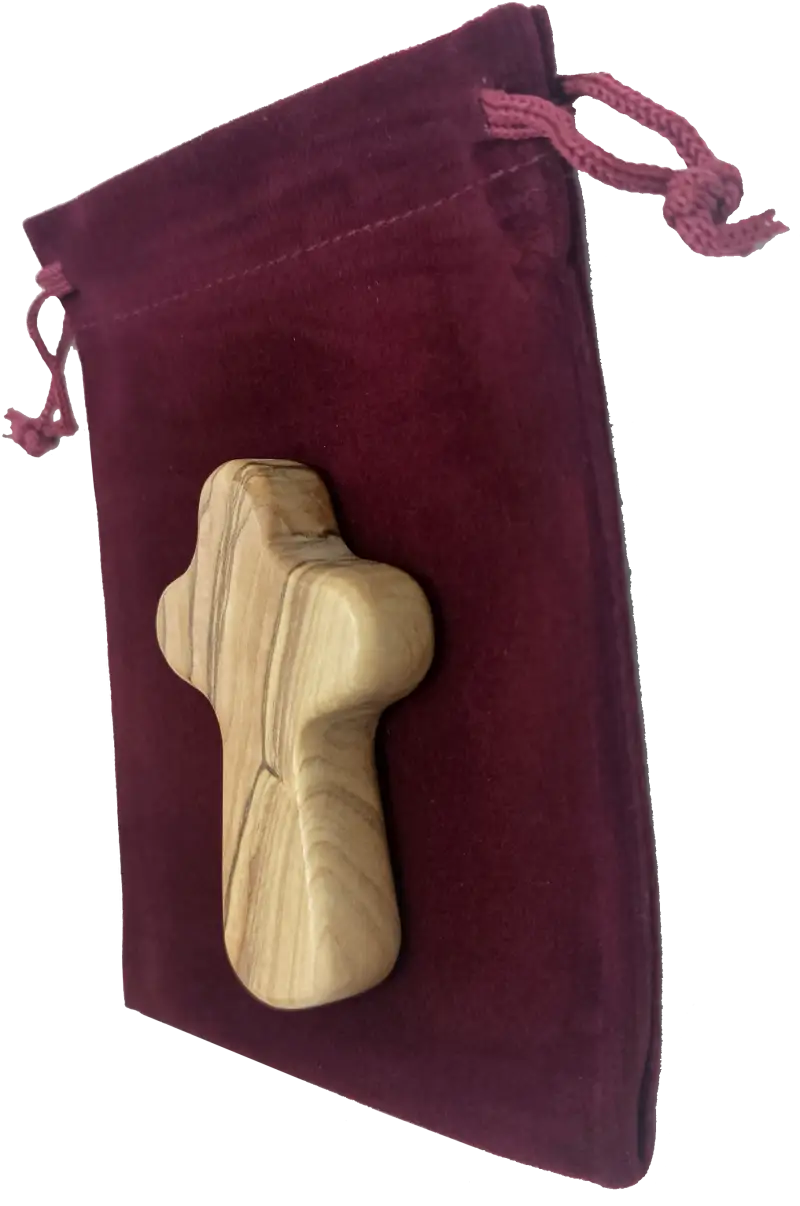 Olive wood comfort cross from bethlehem with gift bags - crosses