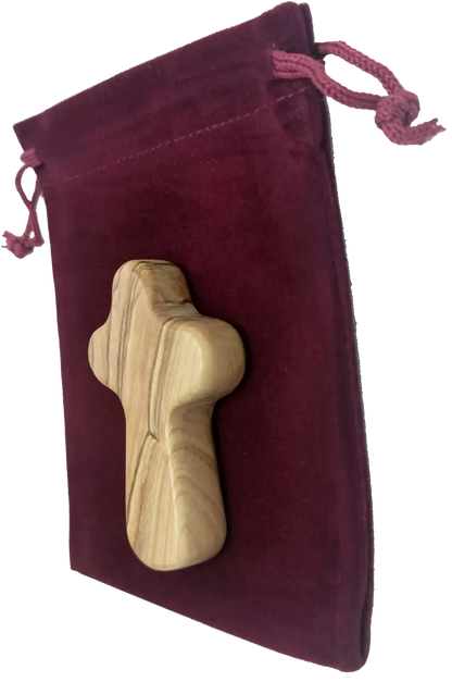 Olive wood comfort cross from bethlehem with gift bags - crosses