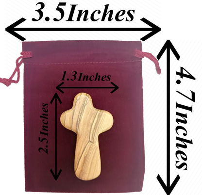 Olive wood comfort cross from bethlehem with gift bags - crosses