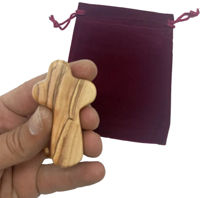 Olive wood comfort cross from bethlehem with gift bags - crosses