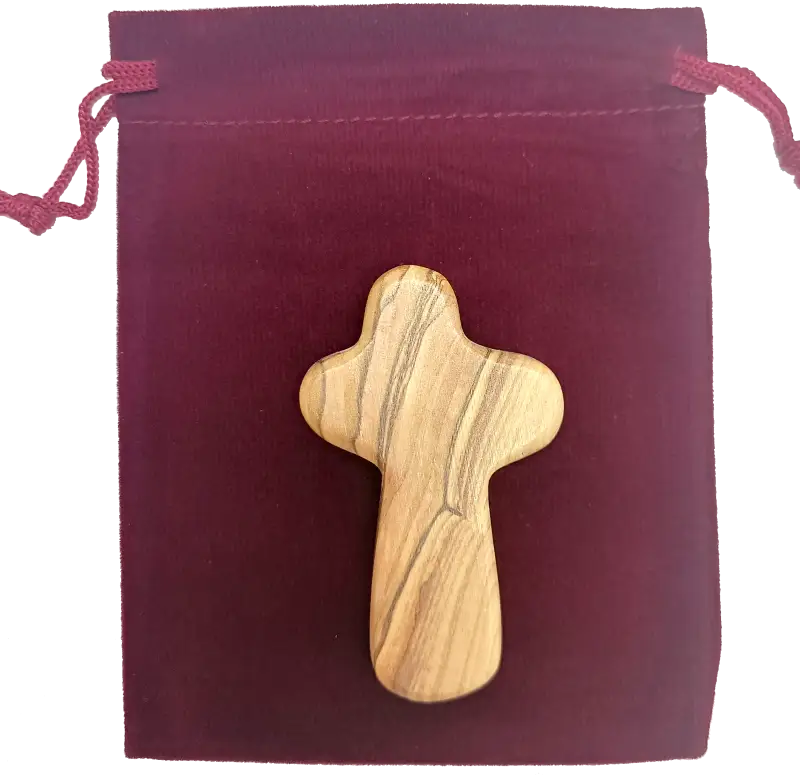 Olive wood comfort cross from bethlehem with gift bags - crosses