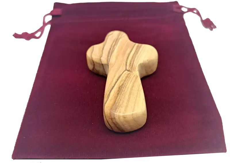 Olive wood comfort cross from bethlehem with gift bags - crosses