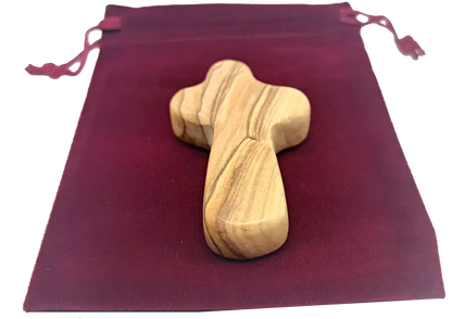 Olive wood comfort cross from bethlehem with gift bags - crosses