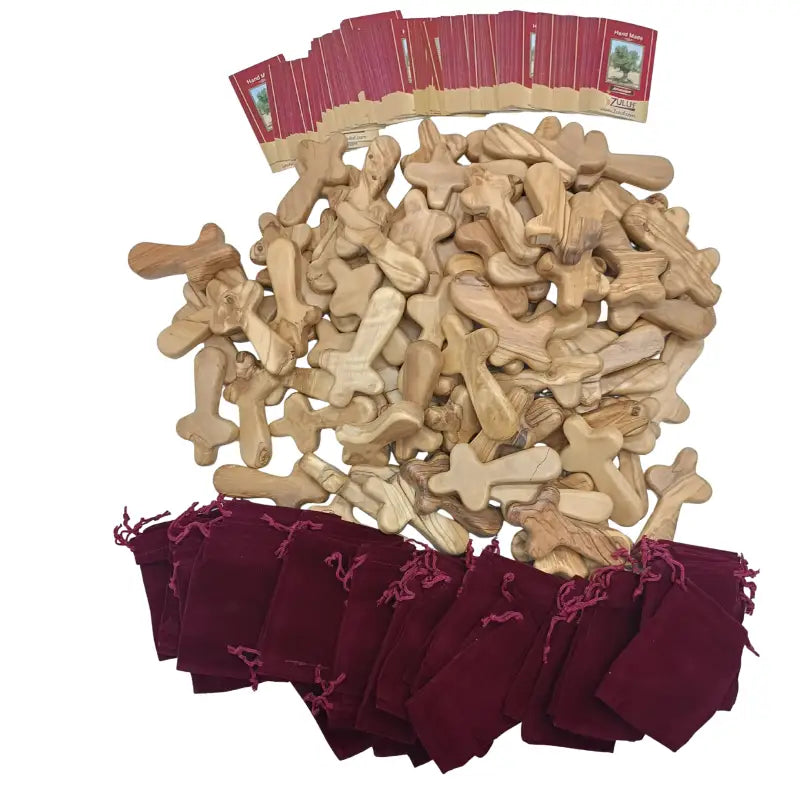 Olive wood comfort cross from bethlehem with gift bags - large hand 4.2 / 100 - crosses