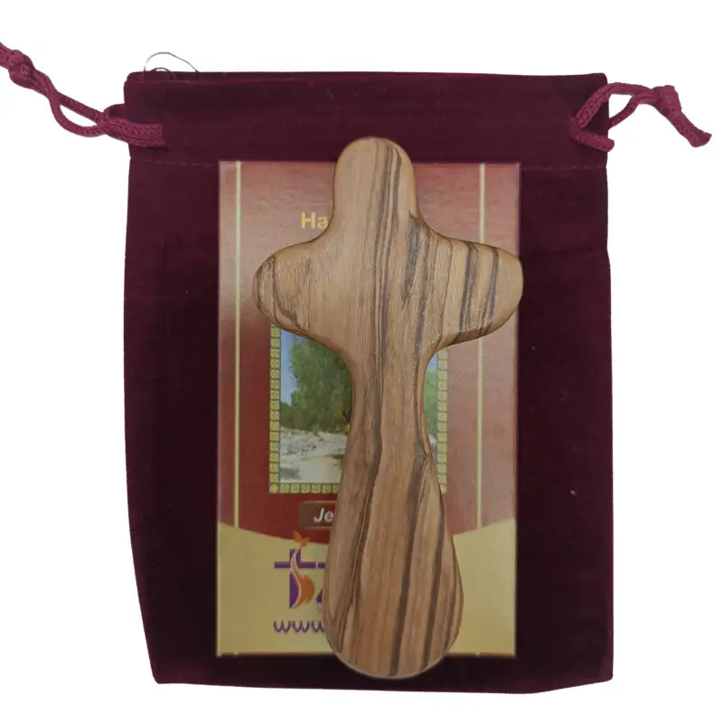 Olive wood comfort cross from bethlehem with gift bags - medium hand 3.5’’ / 1 - crosses