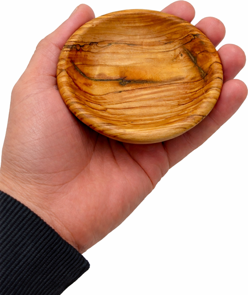 Olive wood olive wood communion bread tray grain detail view from Bethlehem Holy Land