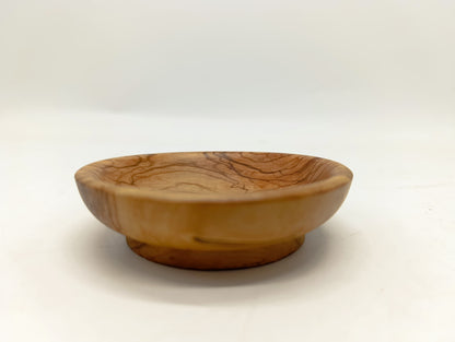 Olive wood olive wood communion bread tray in hand size view from Bethlehem Holy Land