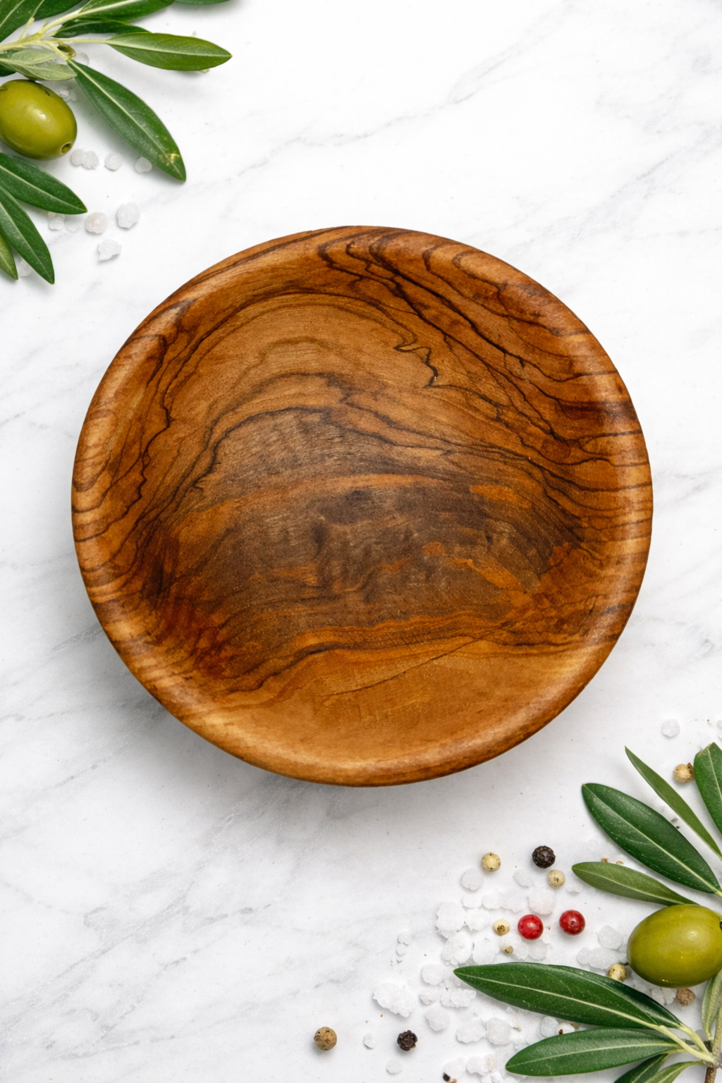 Olive wood olive wood communion bread tray side angle view from Bethlehem Holy Land