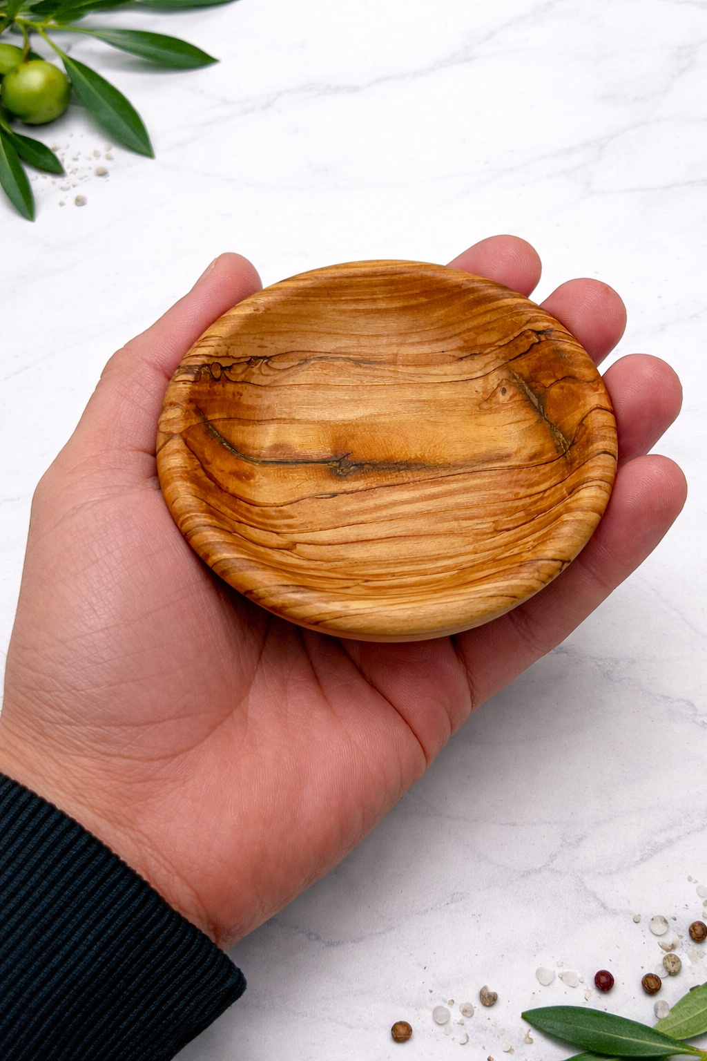 Olive wood olive wood communion bread tray top view view from Bethlehem Holy Land